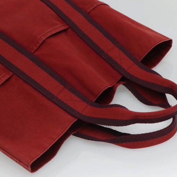 HERMES Fourre Tout cabas Tote Bag Canvas Red Navy Auth bs24477 - Picture 7 of 16